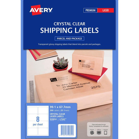 Avery Crystal Clear Shipping Labels 99.1x67.7mm 200pcs