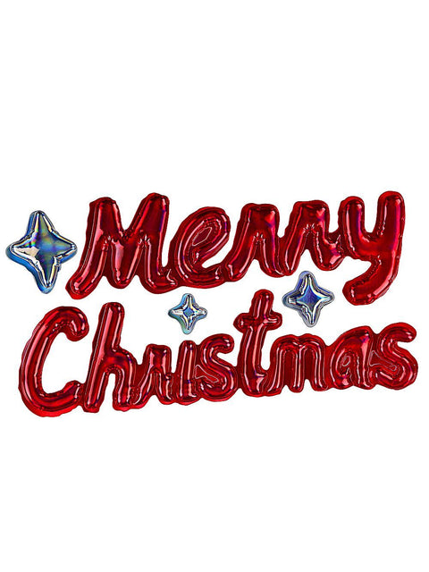 Christmas Warehouse - XMTY2501 Merry Christmas Red & Silver Bubble Sticker Set | 40cm Red with Silver