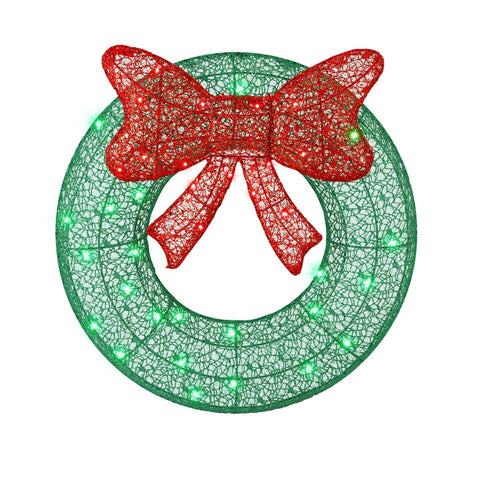 Jingle Jollys Christmas Lights 60cm Motif 50 LED Solar Wreath Xmas Decorations