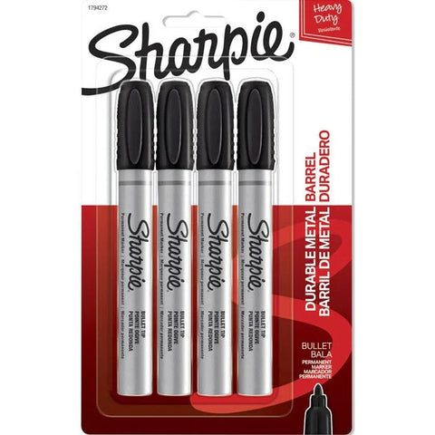 Sharpie 4mm Pro Metal Permanent Marker Bullet Point (Black) [Pack 4]