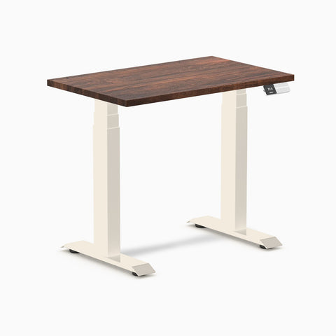 Desky Dual Mini Softwood Sit Stand Desk 100cm American Rustic Pine Desktop and Wheat Frame