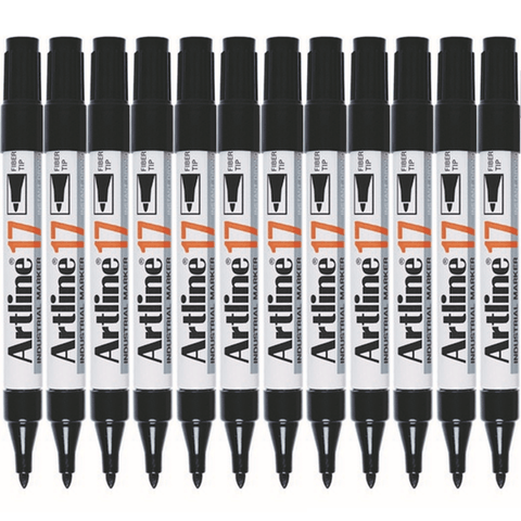 Artline 17 Box 12 Industrial Permanent Marker 1.5mm Bullet Nib (Black)