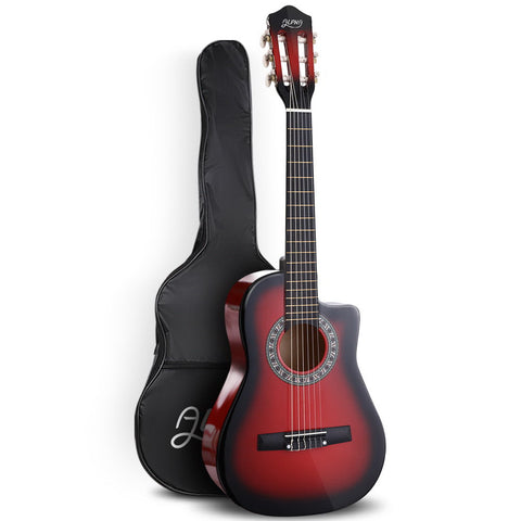 Alpha 34" Classical Guitar Wooden Body Nylon String Beginner Kids Gift (Red)