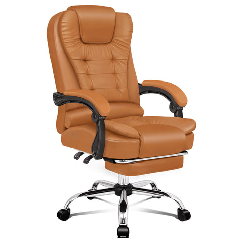 ALFORDSON Office Chair Executive Computer Recliner Seat PU Leather (Brown)