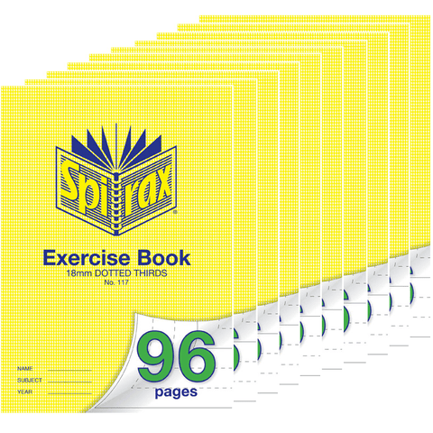 Spirax 117 Exercise Book Dotted Thirds 18mm 70Gsm 96 Page A4 Pack 10