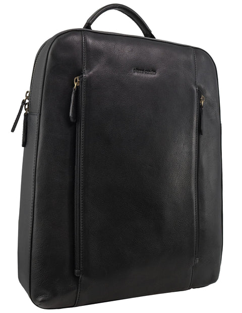 Pierre Cardin Men's Leather Functional Business/Laptop Backpack Bag 40cm Black