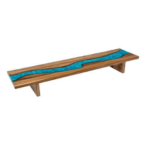 Desky Minimal Monitor Stand - Teak Blue River