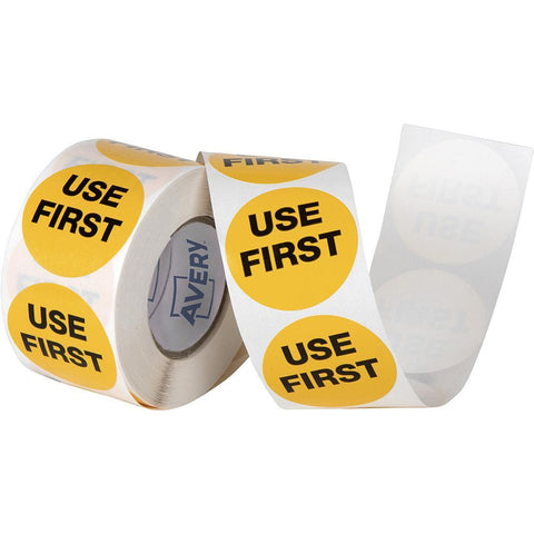 Avery 937343 Removable Use First Label 40mm Yellow/Black Box 500