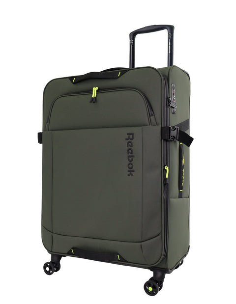 Reebok Pro Medium Leather Film Soft Shell Suitcase Travel Luggage 69cm Khaki