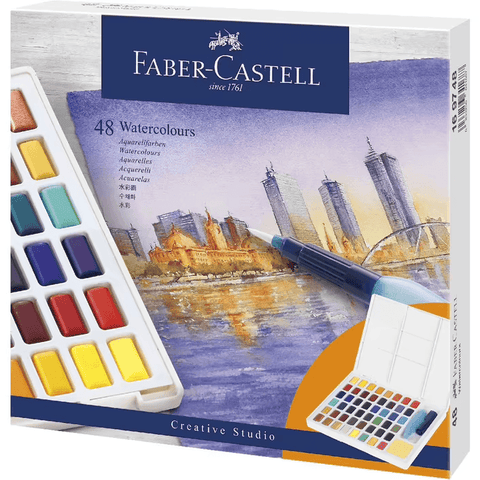 Faber-Castell Creative Studio Watercolour Paint Set 48 + Water Brush