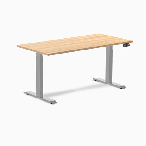Desky Dual Melamine Sit Stand Desk 150cm Sublime Teak Desktop and Grey Frame