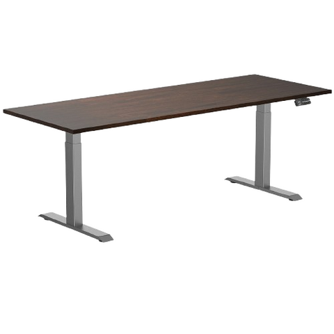 Desky Dual Rubberwood Sit Stand Desk 200cm Dark Walnut Desktop and Space Grey Frame
