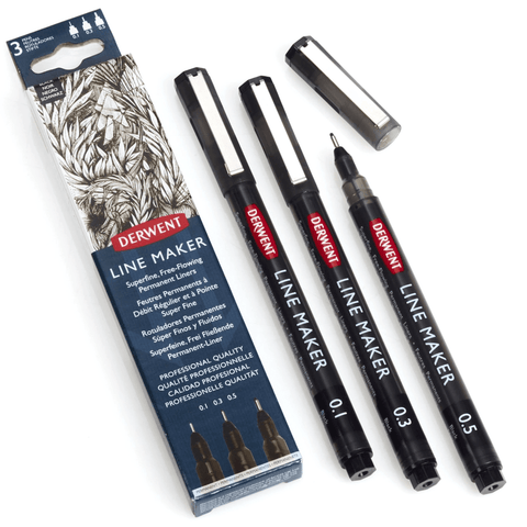 Derwent Graphik Linemaker Pack 0.1/0.3/0.5 Line Maker (Black)