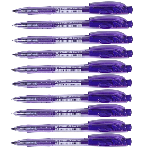 Stabilo 308 Liner Retractable Ballpoint Pen Medium (Violet) [Box 10]