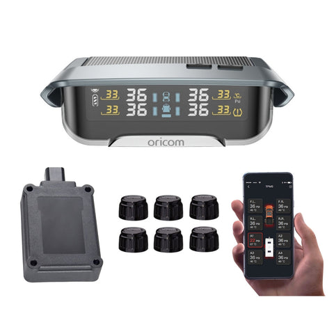 Oricom TPMS10-6E Tyre Pressure Monitoring System with 6 External Sensors (with APP Functionality) + Repeater Bundle Pack