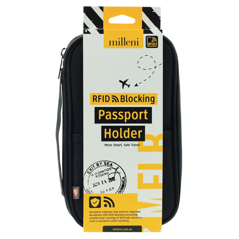 Milleni Travel RFID Blocking Passport Holder w/ Numerous Compartments Black