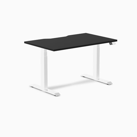 Desky Dual Scalloped Melamine Sit Stand Desk - Black / 1200x750mm / White