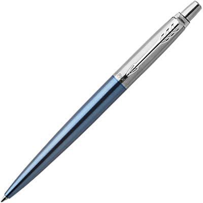 Parker Jotter Ballpoint Pen Waterloo Blue Chrome Trim Medium Nib Blue