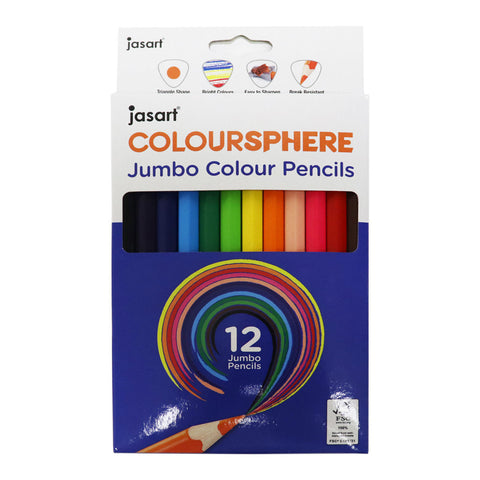 Jasart 12pc Coloursphere Jumbo Colouring Pencil Set Art Sketching Triangular