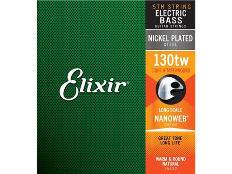 Elixir #15432 Bass Guitar Nano Steel 0.130 L-TW Single Strings