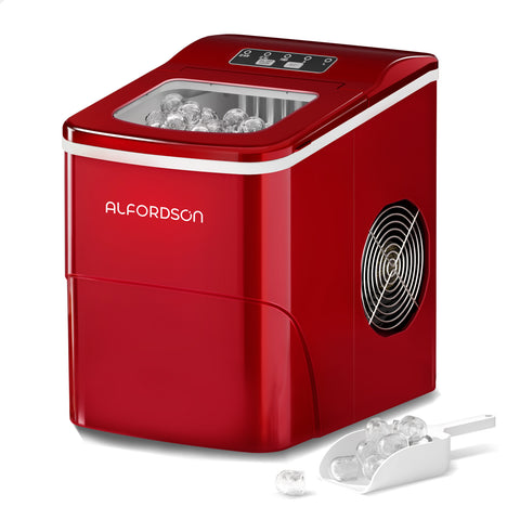 ALFORDSON Ice Maker Machine Commercial Portable 12kg Ice Cube Tray 2.2L (Red)