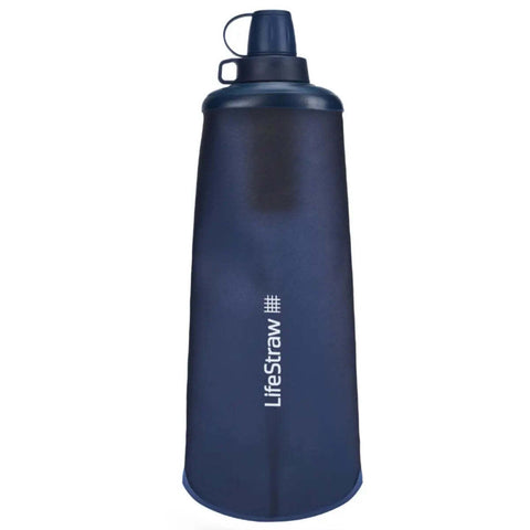 LifeStraw 1L Peak Collapsible Squeeze Bottle with Filter Mountain Blue