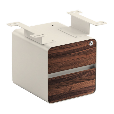 Desky Minimal Under Desk Cabinet - Walnut Hardwood / Wheat
