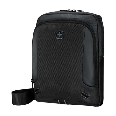 Wenger XE Crossbody Bag With 11 Inch Tablet Pocket Recycled PET Polyester Black.