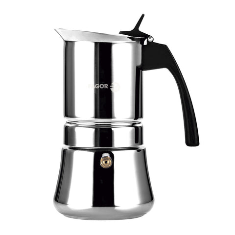 Fagor Etnica Stainless Steel 4 Cups Espresso Coffee Maker Moka Pot Silver