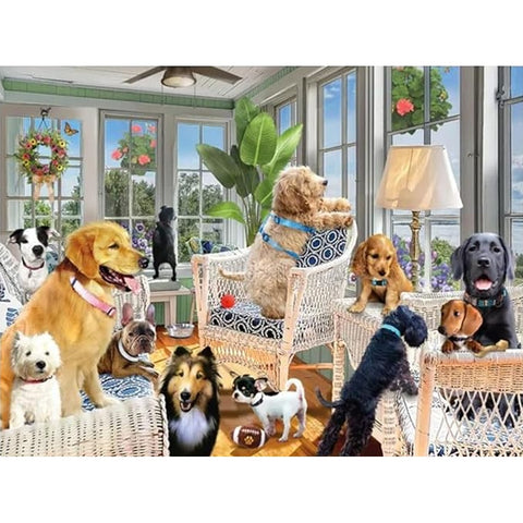 Prime3D 500pc Lenticular Giordano Dogs In The Sunroom Jigsaw Puzzle