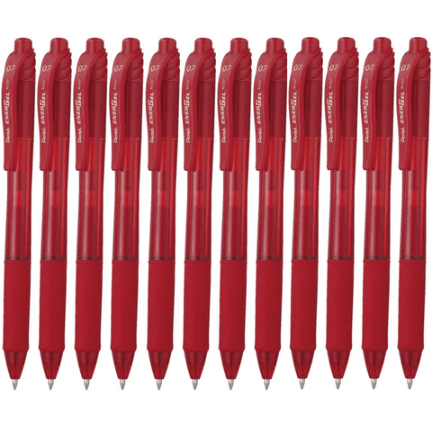 Pentel BL107 Box 12 Energel-X Retractable Gel Ink Pen 0.7mm (Red)