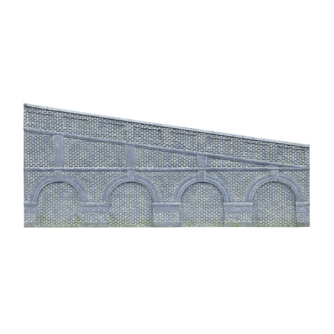 Hornby Mid Stepped Arched Retaining Walls x2 Engineers Blue Brick