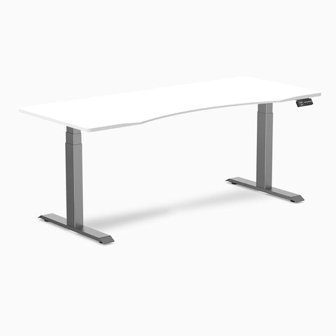 Desky Dual Ergo Edge Sit Stand Desk 180cm White Desktop and Space Grey Frame