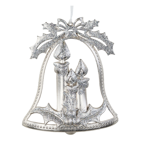 Dynamic Champagne Rose & Silver Statement Candle Plaque Bell 17cm