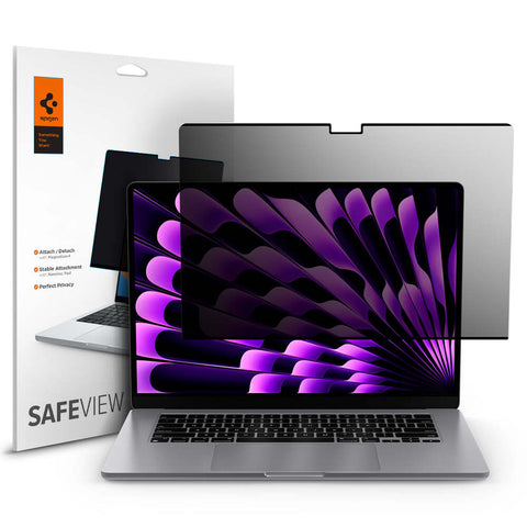 Spigen MacBook Air 15" 2026/2025/2024/2023 (M5/M4/M3/M2) Safe View Screen Protector 1PC (Black)