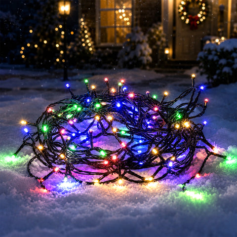 Lexi Lighting 360 LED Fairy Light Chain - Dark Green Cable - Connectable - Muticolour