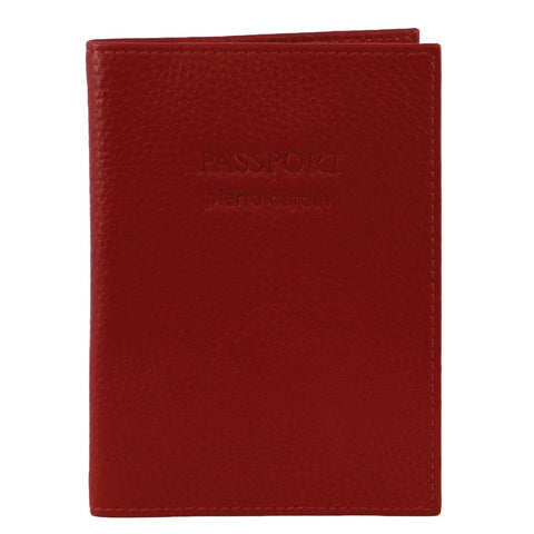 Pierre Cardin Leather Passport Holder/Cover Protected RFID Wallet Red