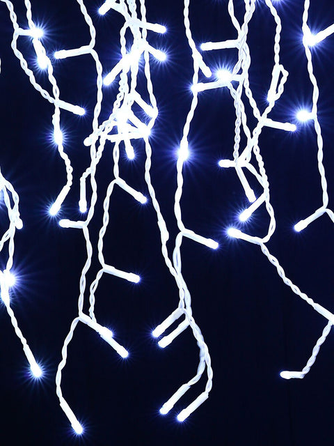 Christmas Warehouse - LITELT44 360 Snowing Cool White LED Icicle Lights 5 Speed With Static | 8m Cool White