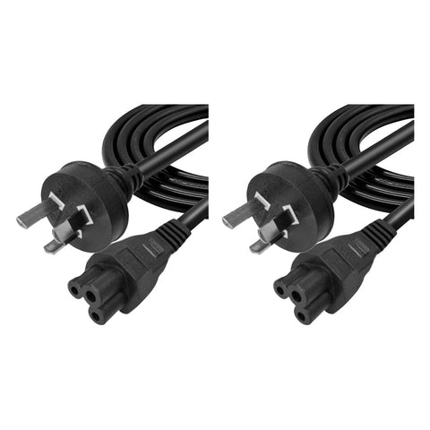 [2PK] BOOC Australian Standard 3-Pin Power Cord (Cloverleaf / IEC C5)- H03VV-F- 3×0.75mm²- 1m- Black