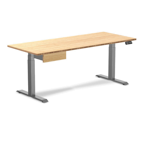 Desky Dual Bamboo Standing Desk With Drawer 180cm and Space Grey Frame