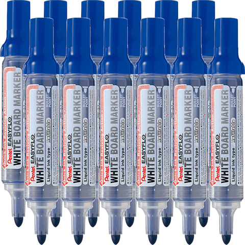Pentel MW50M Easyflo Whiteboard Marker Bullet Point (Blue) [Box 12]
