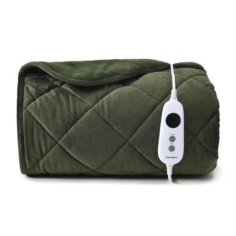 Dreamaker Haven Velvet Heated Throw [130x160cm] (Olive)