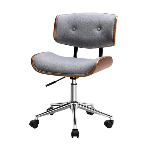 Artiss Wooden Office Chair Fabric Seat (Grey)