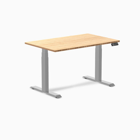 Desky Dual Bamboo Sit Stand Desk 120cm Bamboo Desktop and Grey Frame