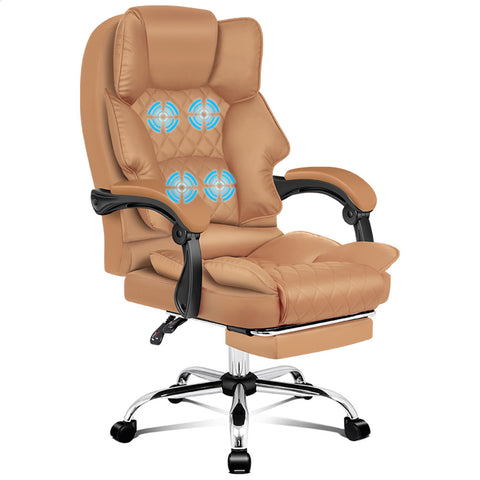 ALFORDSON Massage Office Chair Executive Recliner Computer Seat Leather (Brown)