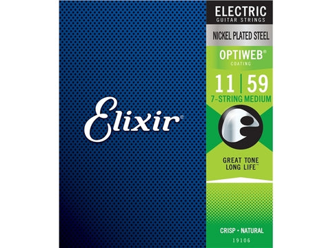Elixir #19106 Electric Guitar 7 Strings Optiweb Steel 11-59 Medium