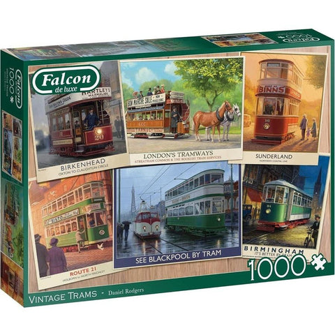 Falcon De Luxe 1000-Pieces Vintage Trams Puzzle