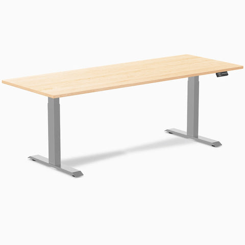 Desky Dual Hardwood Sit Stand Desk 200cm Maple Desktop and Grey Frame