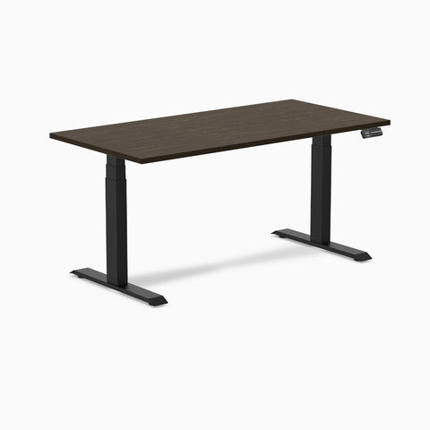 Desky Dual Bamboo Sit Stand Desk 120cm Dark Bamboo Desktop and Matte Black Frame