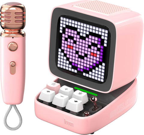 Divoom Ditoo-Mic Mini Karaoke Machine Pixel Art Bluetooth Speaker (Pink)